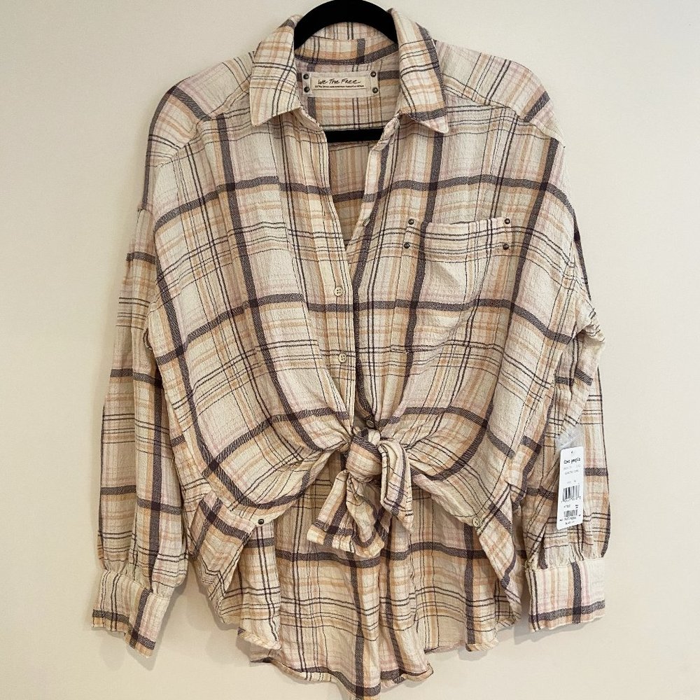 Free People Plaid Button-Up Shirt
